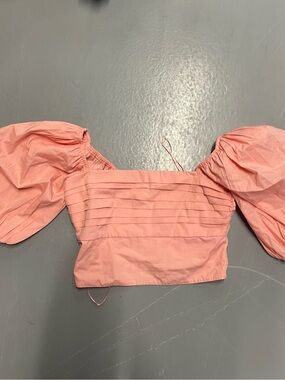 Abercrombie & Fitch Peach Pink Puff-Sleeve Summer Cropped Top Womens XS